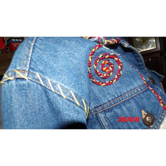 Don't Mess with Texas Denim Jacket Embroidered Jean Coat Embellished Size Medium - Picture 10 of 11